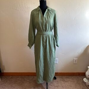 Old Navy 100% Cotton Long Sleeve Belted Midi Dress Size M